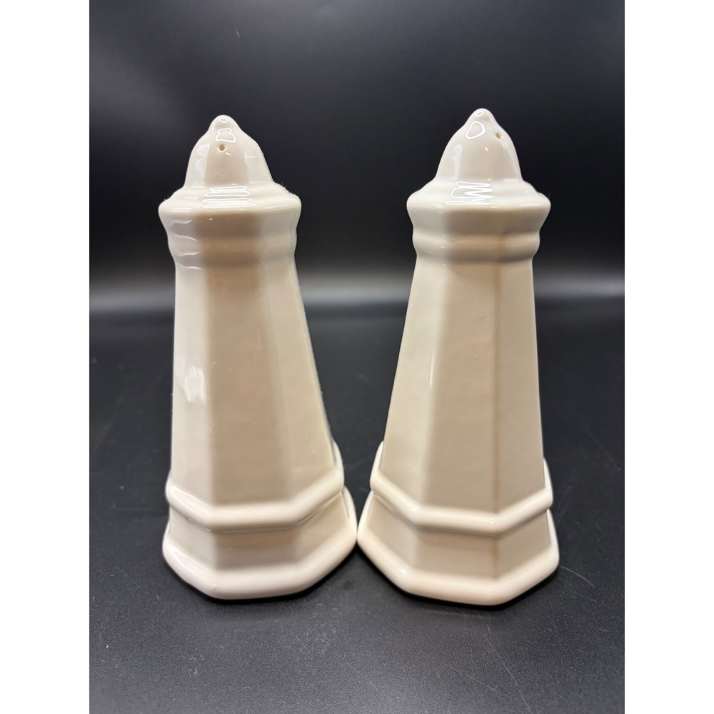White Pfaltzgraff Salt and Pepper Shakers Set Octagonal Style 5.5"